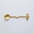 Golden vintage branch spoon with textured hammered bowl and bee decoration - Bee Curved Handle / Gold