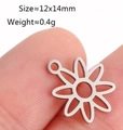Colgante de flor en acero inoxidable plateado para joyería DIY, tamaño 12x14mm y 0,4g - Girasol / Color Acero