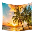 Arazzo bohémien con tramonto tropicale sulla spiaggia e palme per decorazioni pareti - 73X95CM / Tramonto Spiaggia Tropicale/Tessuto Spazzolato