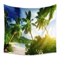 Arazzo rettangolare in stile bohémien con vivace spiaggia tropicale e palme - 73X95CM / Paesaggio Tropicale Palme/Tessuto Spazzolato