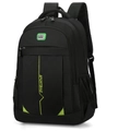 Black and neon green sports backpack with multiple zippered compartments and mesh side pockets - 8011 Green