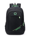 Black travel backpack with neon green accents and multi-compartment sport design - 8713 Green