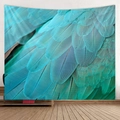 Blue and green parrot feather pattern decorative wall tapestry for home decor - Compact / Macro Teal Feather