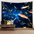 Starry sky tapestry with floating colorful feathers for aesthetic bedroom wall decor - Compact / Starry Sky Feather