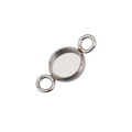 Base redonda de acero inoxidable pulido con dos asas para creación de joyería - 6mm / Color Acero
