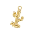 Detailed view of a gold cactus pendant featuring sparkling inlaid zircon gemstones - VD1764 Gold Slim Cactus Pendant