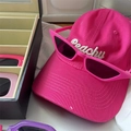 Hot pink baseball cap with peachy embroidery and matching cat eye sunglasses set - Small Cat Eye