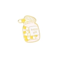 Süße Emaille-Anstecknadel in Form einer gelb-weißen Happy-Pill-Flasche mit Goldrand - Happy Pill Dose Form (XZ3567)