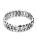 Pulsera de acero inoxidable plateado para hombre con filas de cristales brillantes - 21cm / Color Acero