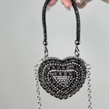 Sac de cœur noir avec cristaux triangulaires