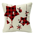 Christmas star pillow cover featuring red and black plaid reindeer and snowflake motifs - Christmas Elements Collection (YMD34-7)