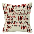 Linen Christmas pillowcase with red and black festive typography and star patterns - Holiday Word Cloud (YMD34-15)