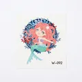 Waterproof cartoon mermaid temporary tattoo sticker W-092 for kids with coral decor - Pink Hair Coral Reef Mermaid (W-092)