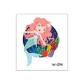 Cartoon mermaid tattoo sticker W-094 with pink hair and green tail for children - Pink Hair Ring Mermaid (W-094)