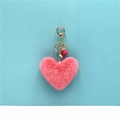 Dettaglio portachiavi a cuore in peluche rosa con chiusura in metallo dorato su blu - Rosa Rosso