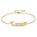 Gold plated 18K stainless steel anklet featuring a Gothic Cancer zodiac pendant - Gold Cancer
