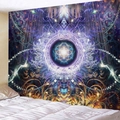 Tapiz abstracto de Buda con patrón de flor de la vida para decoración de dormitorio - 150x130cm / Ouroboros Flor de la Vida (2)