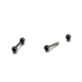 Polished black stainless steel barbell stud earrings with screw-on ball ends for men and women - Black (KE94887)