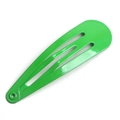 Single green metal BB hair clip with smooth lacquer finish for girls on white background - Dark Green