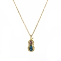 Collier en titane avec pendentif cacahuète doré et cristaux violets et bleus - câble chaîne / Or (Zircone violette et bleue)