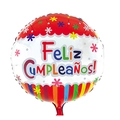 Spanish Feliz Cumpleaños foil balloon with red and white stripes for birthday party decor - 18 Inch Spanish Happy Birthday Red Silver Stripes