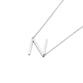 Minimalist silver-tone stainless steel necklace with uppercase letter N pendant - Letter N (KN88035-K)