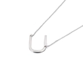 Minimalist silver titanium steel necklace featuring a polished letter U alphabet pendant - Letter U (KN88040-K)
