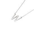 Polished silver-tone stainless steel alphabet W pendant on a delicate cable chain - Letter W (KN88047-K)