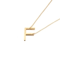 Collier minimaliste en acier inoxydable doré avec un pendentif poli en lettre F majuscule - Style Lettre F (KN88053-K)