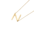 Collier minimaliste en acier inoxydable doré avec un pendentif poli lettre N - Style Lettre N (KN88061-K)