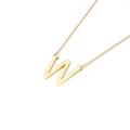 Collier minimaliste en acier inoxydable doré avec pendentif poli en forme de W - Style Lettre W (KN88070-K)