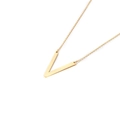 Élégant collier en acier inoxydable doré avec un pendentif minimaliste lettre V en 3D - Style Lettre V (KN88069-K)