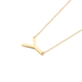 Collier minimaliste en acier inoxydable doré avec un pendentif poli en forme de lettre Y - Style Lettre Y (KN88072-K)