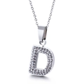 Collier avec pendentif lettre D serti de cristaux brillants, finition argentée - Lettre D(KN89510-K)