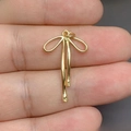 Vue détaillée du pendentif nœud doré avec zircon, 19,2x30,8mm pour bijoux DIY - Noeud Papillon Doré (Style A) / 19.2*30.8mm