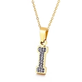 Collana in acciaio dorato con pendente a lettera I in pavé di cristalli per donna - Lettera I (KN89521-K)