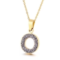Collana in acciaio al titanio dorato con ciondolo a forma di lettera O con cristalli - Lettera O (KN89533-K)