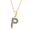 Collana dorata con pendente lettera P impreziosita da cristalli pavé per donna - Lettera P (KN89535-K)