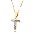 Collana con ciondolo lettera T dorata e pavé di zirconi cubici scintillanti - Lettera T (KN89543-K)