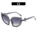Occhiali da sole cat eye con montatura grigio scuro, lenti viola sfumate e rivetti in metallo - Montatura Grigia Trasparente Lenti Grigie Sfumate (C2)