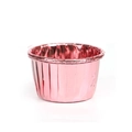 Close-up of rose gold aluminum foil muffin cup with rolled rim and textured finish - Rose Gold