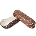 Rectangular boat-shaped paper baking liners with white abstract patterns on brown finish - Oblong Coffee Marble Laminated Tray