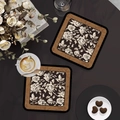 French vintage coffee coaster set with retro rose pattern and brown absorbent frame - French Medieval Style-Type B [Square Round Corner]