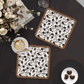 Set of two vintage French floral square table mats with black and white rose patterns - French Vintage Style - G Style [square With Rounded Corners]