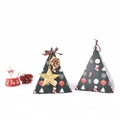 Green Christmas pyramid gift boxes featuring festive patterns with golden star toppers - XT40-Christmas Gift