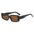 Retro-Rechteck-Sonnenbrille mit schwarzen Hochglanzrahmen und getönten braunen Gläsern - Schwarzer Rahmen Tee Gläser