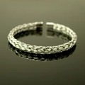 Silver woven stainless steel cuff bracelet with textured mesh design for men - Braided Steel Bangle Silver