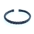 Detailed view of the black twisted stainless steel wire bangle with an open-ended design - Braided Steel Bangle Black