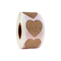Rouleau d'autocollants cœur en kraft brun et rose pour emballage cadeau et étiquettes DIY - Marron