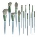13-delige professionele make-up borstelset met groene ring en blauwe kleurverloop-steel - Blauw OPP Zak (Met Logo)